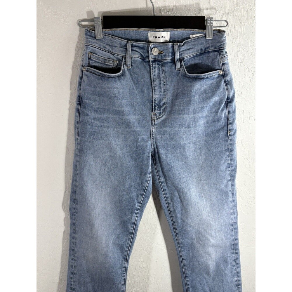 Frame Jeans 28 Le High Skinny Crop 5 Pocket Woman Blue Denim Stretch Light Wash